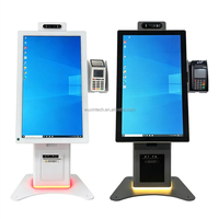 Kiosque à écran tactile de 24, 27 et 32 pouces avec ouverture latérale, terminal d'inscription en libre-service pour hôtel, terminal de check-in automatique avec distributeur de cartes, NFC