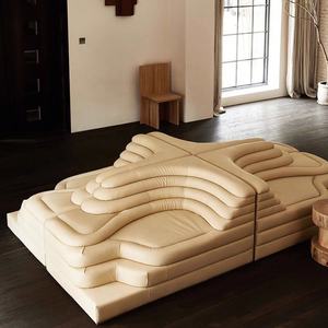 <span class=keywords><strong>Canapé</strong></span> Meijia Vintage Hill Terrace, luxe léger, cuir véritable, tissu façonné, moderne, simple, tendance, salon - Product Image 1