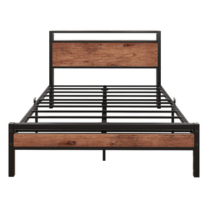 Kainice phong cách hiện đại vua kích thước đầy đủ kim loại nền tảng khung giường với bảng gỗ cơ sở lưu trữ cho khách sạn & Trường học sử dụng - Product Image 6