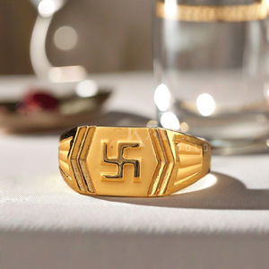 Bague fine en or 22K audacieux et masculin pour hommes Style symbolique et royal pour cadeau d'anniversaire de fiançailles de fête de mariage fabriqué en Inde - Product Image 3