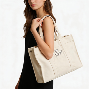 Sac fourre-tout en coton réutilisable extra large avec logo personnalisé, sac de courses écologique pour l'épicerie et le marché - Product Image 1