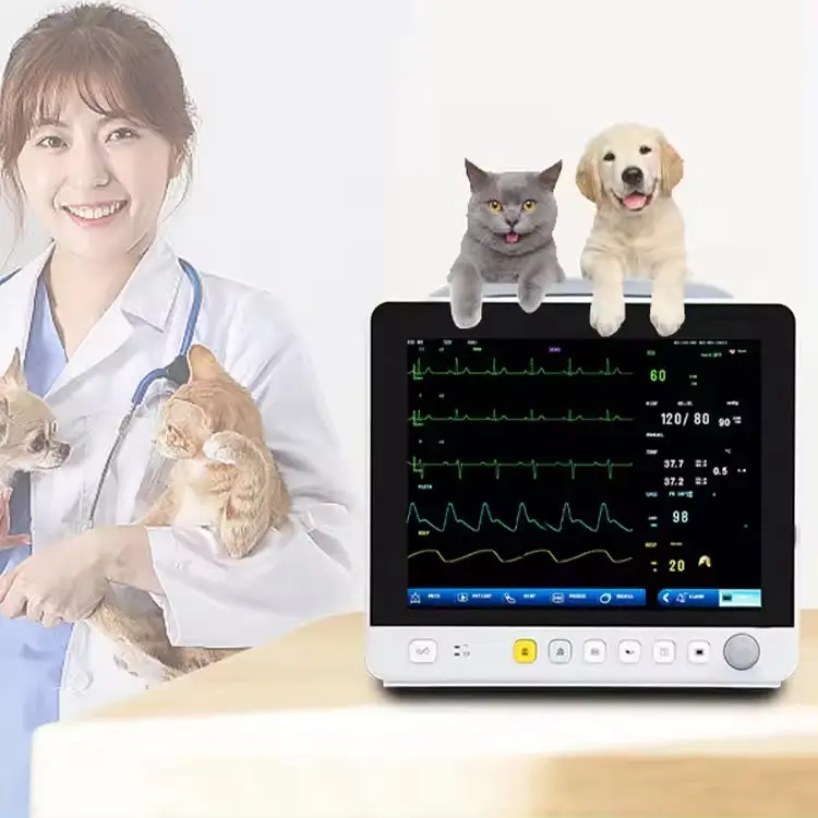 12inch ECG Holter Monitor Dogs Capnograph Veterinary Multiparameter Monitor Machine