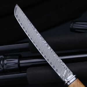 มีดพกพาแนวยุทธวิธีดามัสกัสปรับแต่งได้ใบมีดสแตนเลสพร้อมที่จับไม้ล่าสัตว์ EDC DIY - Product Image 1