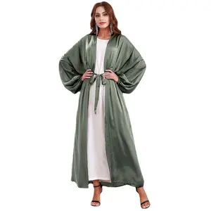 Langarm Batwing Cardigan Kleid Robe Naher Osten Dubai Türkei Front Opening Frauen Modest Abaya Muslim Kleid für Damen