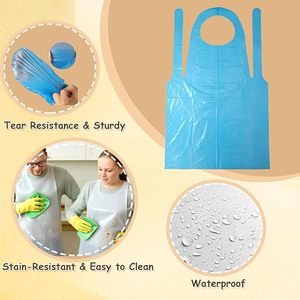 Adult Disposable Aprons, 23.6 x 37.4 Inch Waterproof <b>Plastic</b> Smocks, Unisex PE Disposable Aprons for Cooking, Painting, Picnic - Product Image 6