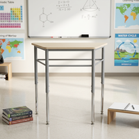 Bureau d'étude réglable pour adulte avec étagère optique trapézoïdale