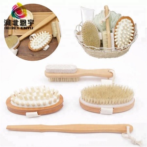 Cepillo corporal de baño de madera de forma ovalada al por mayor de alta calidad, depurador Exfoliante para piel seca, piernas, Material de cerdas de bambú para la cara - Product Image 6