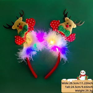 Bandeau lumineux <span class=keywords><strong>de</strong></span> plumes <span class=keywords><strong>de</strong></span> Noël à LED Père Noël Elk Glow Plume <span class=keywords><strong>de</strong></span> cheveux en peluche Cerceau <span class=keywords><strong>de</strong></span> fête Atmosphère Décoration Casque - Product Image 6