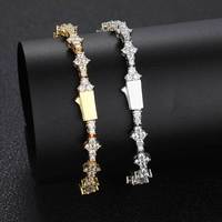 Collier chaîne tennis Hip Hop plaqué or avec croix et zircone cubique, fermoir boîte avion, bijoux pour hommes et femmes, vente en gros
