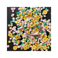 Tranches d'argile florale, fleurs mélangées, non comestibles, paillettes à thème printanier, paillettes en argile polymère pour la décoration des ongles, shaker et slime