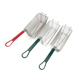 Gran oferta, cesta rectangular de acero inoxidable <span class=keywords><strong>para</strong></span> freír, soporte reutilizable <span class=keywords><strong>para</strong></span> patatas fritas, colador de alimentos con asa - Product Image 2