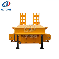Remorque surbaissée à 3 essieux avec rampes mécaniques pour transporter des machines de construction, des rouleaux compresseurs, des bulldozers, capacité de 60T, 80T, 100T