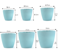 Pot de fleurs créatif à motif vertical avec trou de drainage et soucoupe de base, pot de fleurs en plastique de couleur macaron