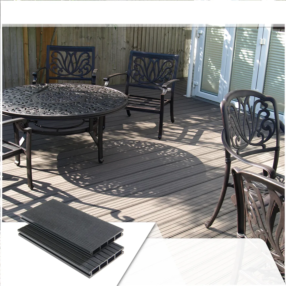 Foju wpc wood grain decking for outdoor new technology wpc 3d embossed composite exterior decking