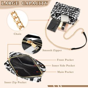 Custom Houndstooth <b>Leather</b> Crossbody Bag for Women Small <b>Purse</b> with Chain Strap Wholesale Shoulder Bag for Work Shopping - Product Image 5