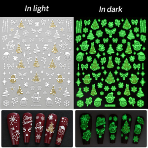 12 pièces lumineux noël ongles décalcomanies 3D paillettes bonhomme <span class=keywords><strong>de</strong></span> <span class=keywords><strong>neige</strong></span> Elk <span class=keywords><strong>flocon</strong></span> <span class=keywords><strong>de</strong></span> <span class=keywords><strong>neige</strong></span> arc Nail Art autocollant hiver Festival adhésif ongles curseur - Product Image 6