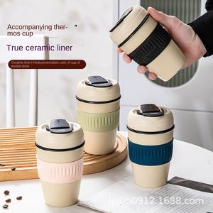2025 nouvelle tasse à café en céramique Double paroi thermos isolé sous vide haute couleur valeur tasse à bec avec filet rouge idée cadeau - Product Image 1