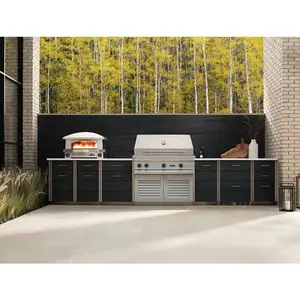 Direct Factory Price Outside Garden Bbq Metal Stainless Steel Outdoor Home Black Kitchen Cabinet