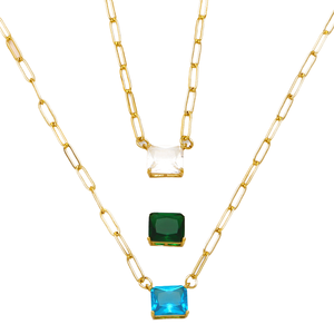 Collana a catena Color oro con graffetta Color oro con rame CZ gioielli quadrati in zircone placcati in oro per <span class=keywords><strong>regali</strong></span> <span class=keywords><strong>amici</strong></span> - Product Image 2