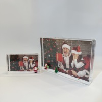 Cadre photo liquide rectangulaire en acrylique 2*3 4*4 4*6 5*7 Flocon de neige rouge Père Noël Arbre de Noël Bonhomme de neige comme cadeau et souvenir