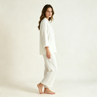 Ensemble de pyjamas en fibre de bambou soyeuse de qualité supérieure, vêtements de détente doux pour femmes, imprimé personnalisé, manches longues, vêtements de nuit écologiques, respirants