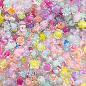 Cuentas de colores mixtos con forma de corazón, estrella y mariposa de Aomiao, de 8-16 mm, con agujeros rectos, para decoración de cadenas de teléfono DIY. - Product Image 1