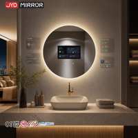 Miroir de salle de bain rond intelligent avec éclairage LED, compatible avec les balances de composition corporelle Wi-Fi à cadre en aluminium, pour fabricants