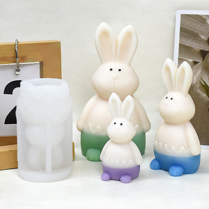 Moule en silicone Lapin <span class=keywords><strong>pour</strong></span> bougies d'aromathérapie, fabrication DIY de bougies parfumées, ornements en plâtre et savons parfumés animaux – Collection Pâques - Product Image 1