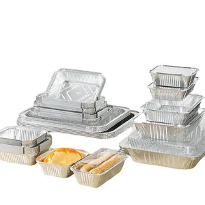 Groothandel Container Bakje Vierkante Pannen <span class=keywords><strong>Aluminium</strong></span> Folie Hoge Kwaliteit Aluminiumfolie Voedselcontainer - Product Image 4