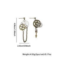 Boucles d'oreilles pendantes vintage pour femme en alliage de zinc plaqué or style steampunk, accessoires bicolores, cadeau pour Halloween et cosplay