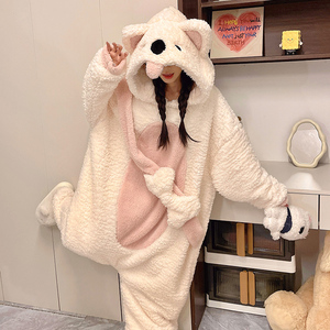 <span class=keywords><strong>Pigiama</strong></span> intero da donna <span class=keywords><strong>in</strong></span> <span class=keywords><strong>pile</strong></span> corallo, modello Samoyed, caldo e spesso, ideale per l'inverno, indossabile anche come capospalla. - Product Image 4