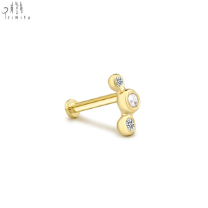 Boucles d'oreilles pour femmes en or massif 14 carats avec diamant naturel taille rose, bijoux de haute qualité pour vente en gros, boucles d'oreilles à piercing unique - Product Image 2