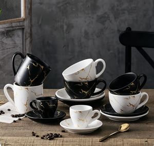 Accesorios para Café Espresso, Juego de Taza y Platillo con Diseño Personalizado, Taza de Cerámica Creativa con Asa, Juegos de Tazas de Cerámica para Café - Product Image 1