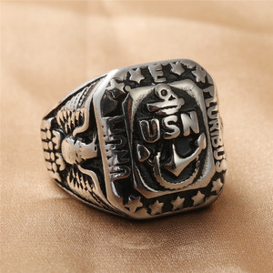 Men's Anchor <b>Ring</b> <b>Silver</b> Stainless Steel Retro Punk Style Geometric Design Gift Jewelry 16030 - Product Image 1