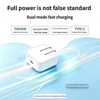 Chargeur USB-C rapide 40-60W, adaptateur mural PD Type-C à port unique, mini bloc de charge pliable pour téléphones, vente en gros