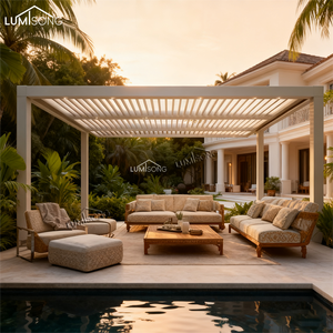 Pavillon en aluminium avec revêtement en poudre sur mesure, pergola, toit rétractable, imperméable, résistant à la pourriture, pour la décoration de <span class=keywords><strong>jardin</strong></span> au bord de la piscine - Product Image 3