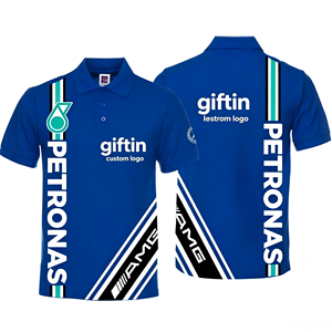 เสื้อโปโลแข่งรถพิมพ์ลายเต็มตัว รับสั่งทำโลโก้แบรนด์สปอนเซอร์ คุณภาพสูง ชุดกีฬาสีสันสดใส สำหรับทีมแข่งรถและสวมใส่ในชีวิตประจำวัน - Product Image 3