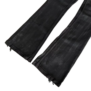 Pantalones Vaqueros Encerados Vintage Personalizados al por Mayor para Hombre, Pantalones Acampanados de Estilo Urbano, Vaqueros de Mezclilla Negros de Corte Ajustado para Hombre - Product Image 3
