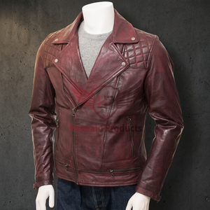 Nouveau à la mode Révélez votre style avec notre veste de motard en cuir bordeaux pour hommes Logo personnalisé Style Excellence Qualité des matériaux - Product Image 3