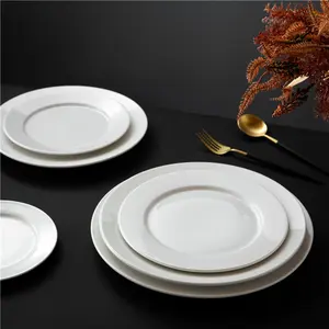 Assiette à dîner ronde blanche en porcelaine de haute qualité de 12 pouces avec Logo de Restaurant