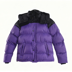 Jaket Puffer Berkerudung Ungu Pria Musim Dingin Tahan Angin Ramah Lingkungan Diisi Bulu Angsa -20 Celcius Pewarnaan Garment Anti-Bakteri Model Longgar - Product Image 2