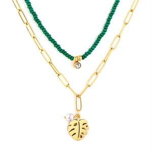 Collar de Moda con Colgante de Cubo Mágico, Chapado en Oro, de Acero Inoxidable, con Cadena en Capas - Product Image 5