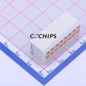 KF239-3.81-8P Spring Terminal Block Through hole Component (THT),P=3.81mm Connector 1x8P 3.81mm White 8P - Product Image 1