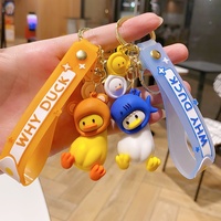 3D dessin animé canard mignon amusant couvre-tête porte-clés pendentif mignon canard voiture porte-clés charme cadeau silicone porte-clés