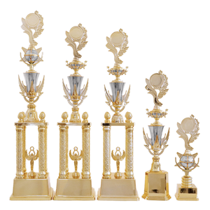 New Design Custom 4 Posts Plastic Trophies Champion Trophy Award for Makeup Beauty Pageant Event