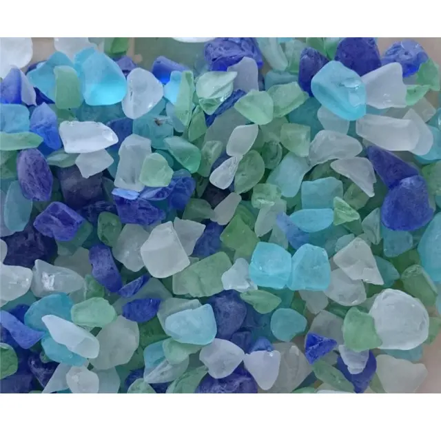 Decorative colored terrazzo crushed ocean sea broken glass block chips