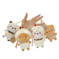 Porte-clés pendentif en peluche doux en tissu PP, motif Panda de dessin animé, une ou deux figurines