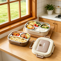 Boîte à bento mignonne en acier inoxydable 304, boîte alimentaire isotherme, boîte à tiffin, conteneur de stockage alimentaire, boîtes à lunch