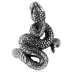 <b>Snake</b> Animal <b>Ring</b> <b>Silver</b> Men's Punk Style Titanium Steel Jewelry 213054 - Product Image 5