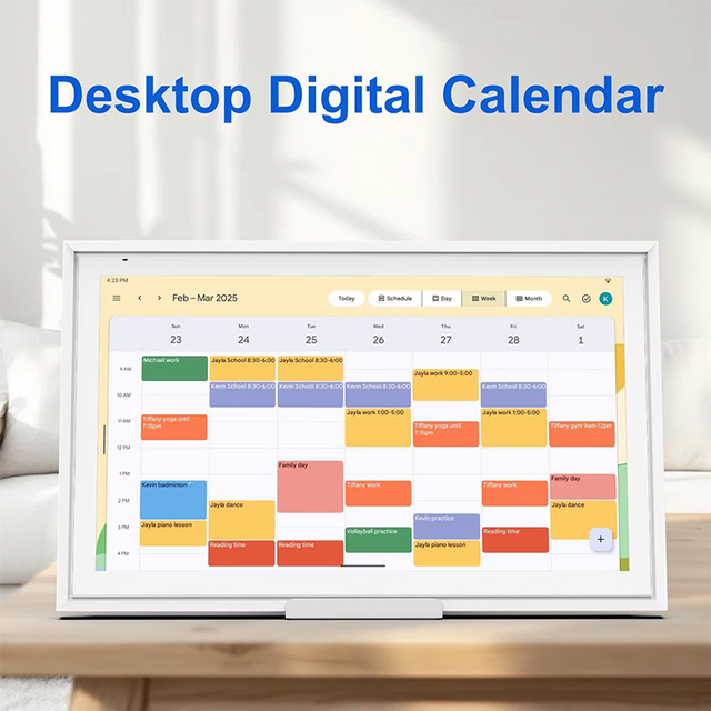 Digital Electronic Wall Calendar Touch Screen 21.5 Inch Android 14 FHD Event Management Chore Chart Clock Photo Frame Display